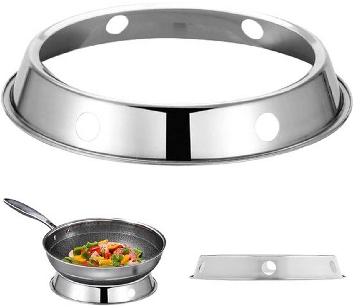 Wok Ring - Roestvrij Staal - Stabiel Koken - Warmte Isolatie - 28 cm Diameter