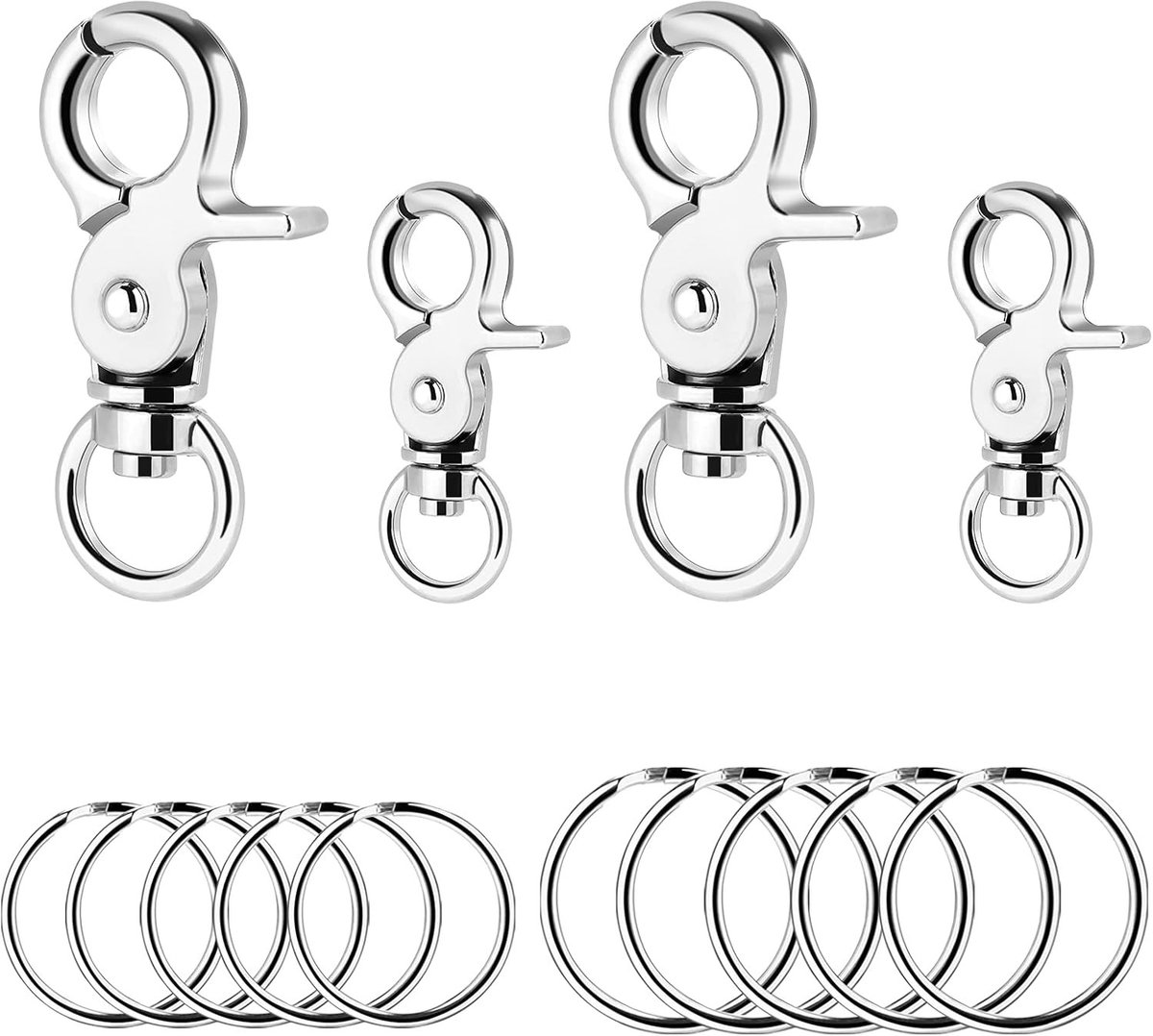 Set van 4 Honden Tag Clips met 10 Stuks ID Tag Ringen, Duurzame Honden- en Kattenhalsband Accessoires