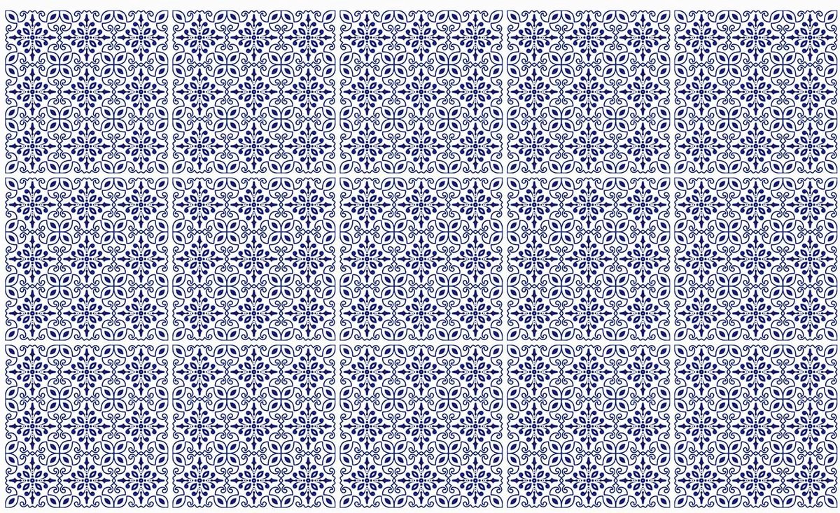 Decoratie Sticker Tegels - Blauw Wit Patroon Retro Vintage - 15x15 cm - 15 stuks Zelfklevende Plakfolie Tegelstickers - Achterwand voor de Muur Badkamer - Keuken - Plaktegels Zelfklevend