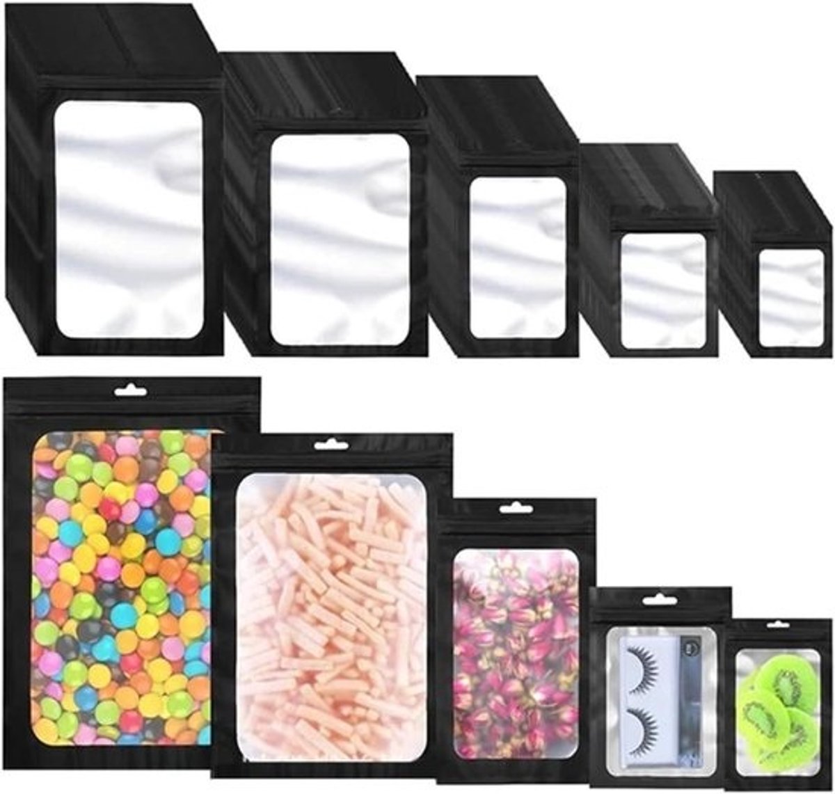 Hersluitbare zakjes - Folie zip lock - Veilig opbergen - Vochtwerend en stofdicht - 100 stuks - Zwart
