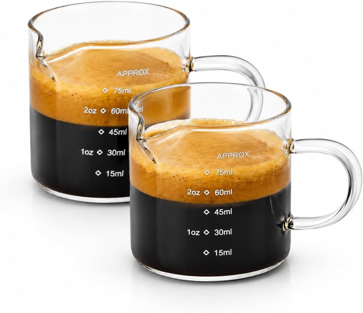 2 stuks, 75 ml, maatbeker voor koffie