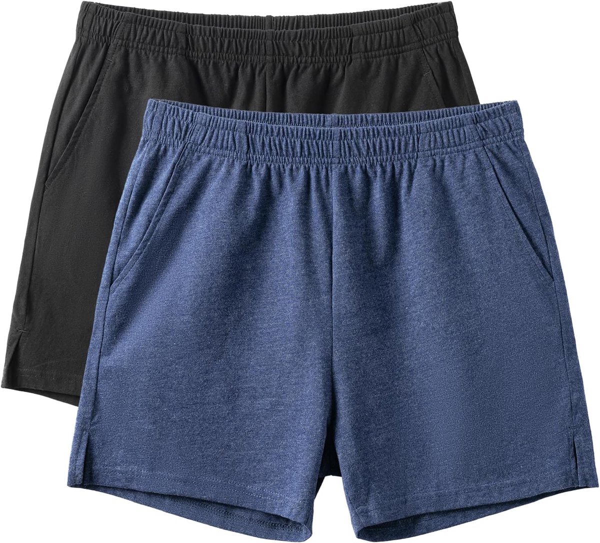 Coulee Slaapbroek voor heren, kort, katoen, 10 cm, lichte slaapshorts, korte pyjamabroek, pyjamabroek met zakken