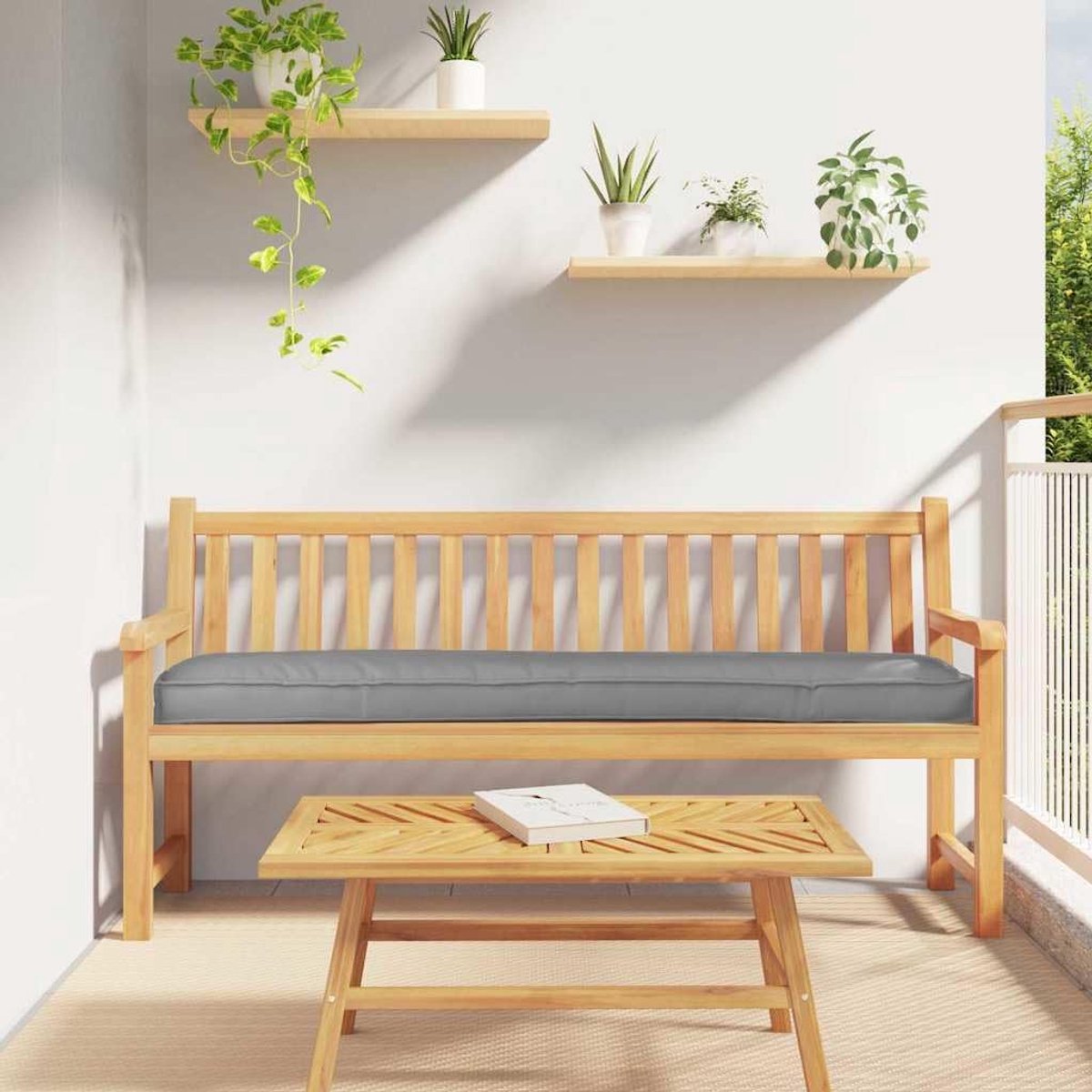 Kussens, 180 x 40 x 8 cm, grijs, Oxford-stof, afzonderlijk stuk, tuin, terras, outdoor, zitkussen, waterafstotend, duurzaam, comfortabel, minimalistisch