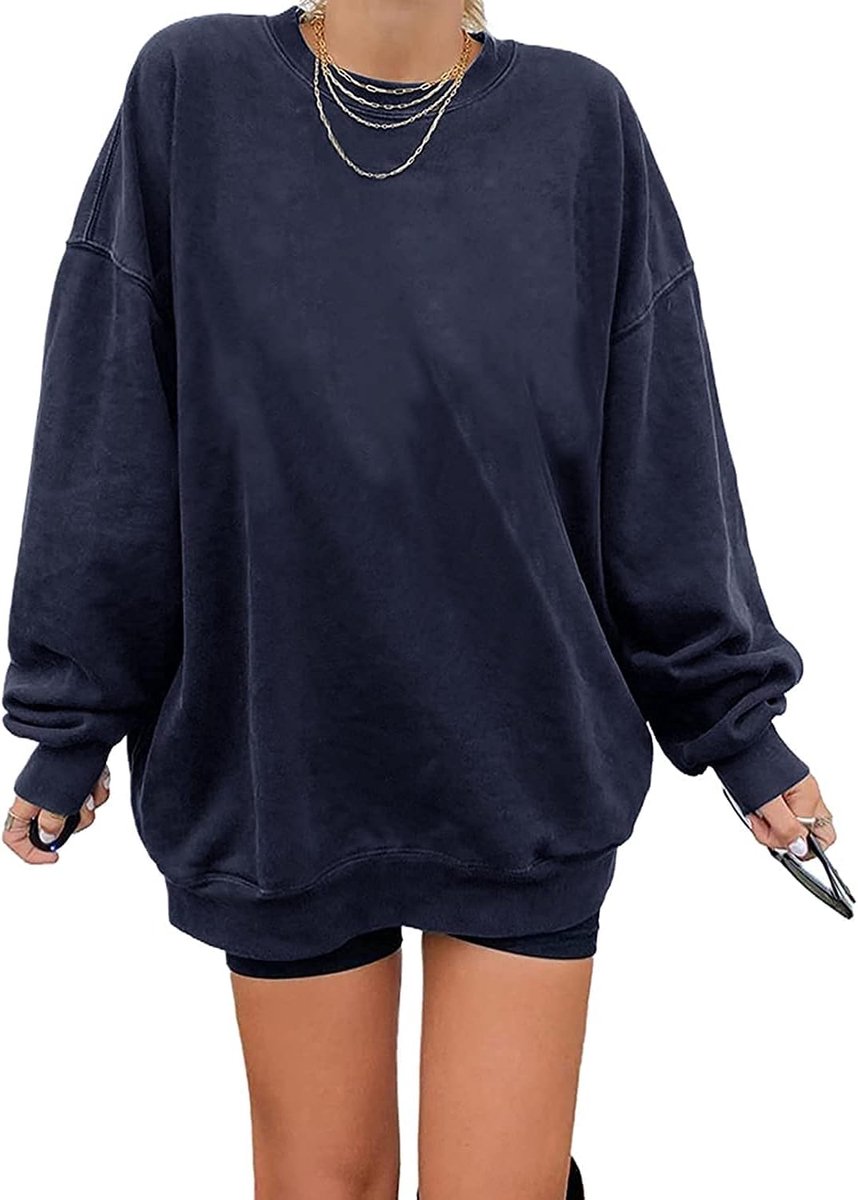 Angeles Sweatshirt voor dames, oversized, lange mouwen, ronde hals, basic, losse tops, zonder capuchon, tieners, vintage bovenstuk, shirts