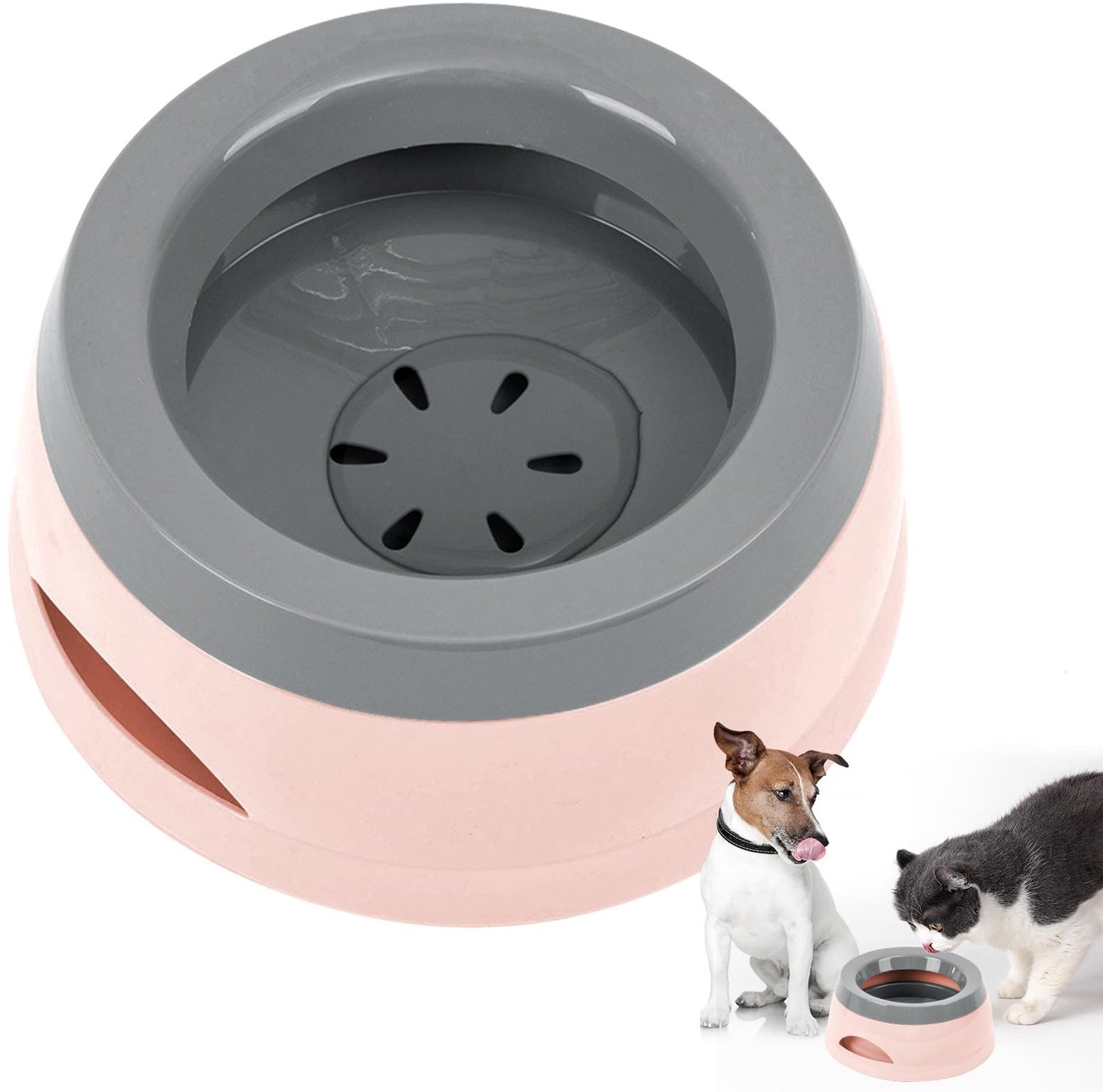 Famanu – 750 ml voerbak, anti-schrokken, accessoires voor honden en katten, van kunststof, voor reizen, anti-overloop, druppels, afneembaar, draagbaar, waterdispenser voor huisdieren, konijnen, honden