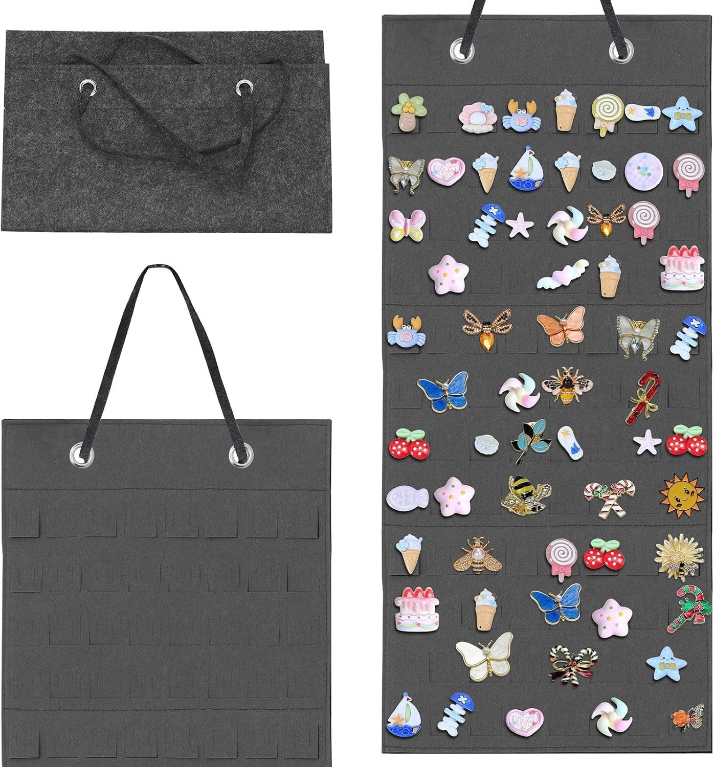 Wandhanger voor Broches en Pins, Grijze Display Banner voor 96 Enamel Pins, Sieraden Organizer voor Oorbellen en Kettingen