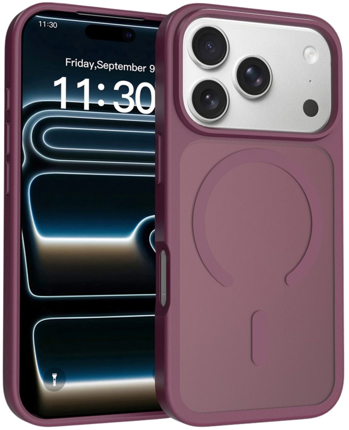 Casety Geschikt voor iPhone 18 Pro Max / Geschikt voor iPhone 17 Pro Max hoesje - slanke backcover met magnetisch ondersteuning - Burgundy