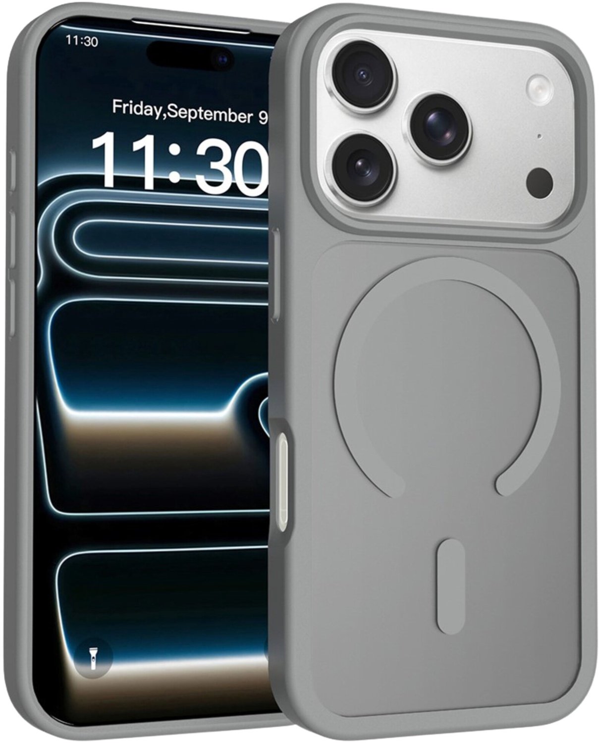 Casety Geschikt voor iPhone 18 Pro Max / Geschikt voor iPhone 17 Pro Max hoesje - slanke backcover met magnetisch ondersteuning - Grijs