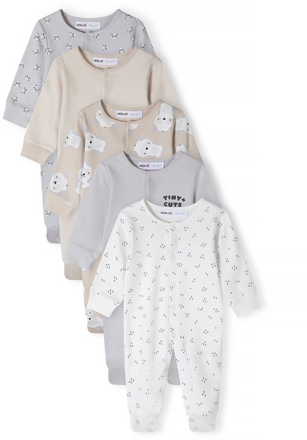 Minoti boxpakje baby – zonder voetjes – beertjes – 5-pack – meerkleurig