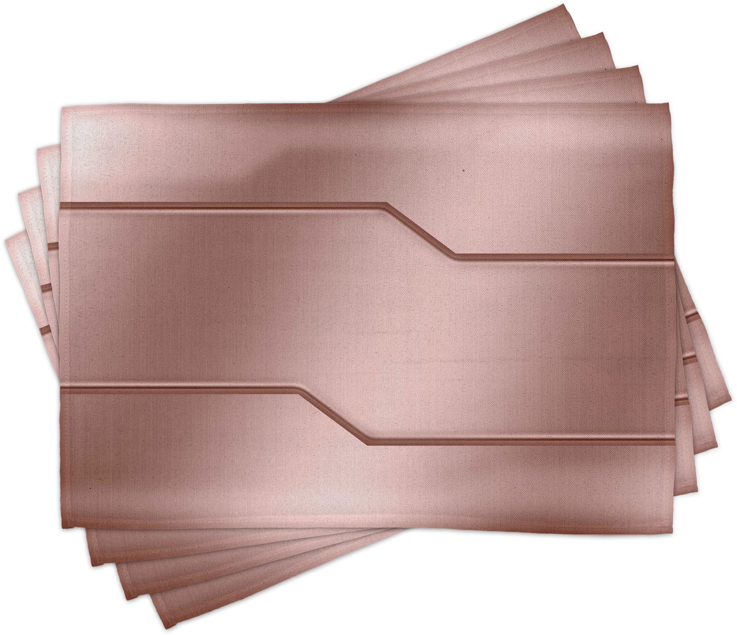 ABAKUHAUS Industrieel Placemats Set van 4, Realistische Looking Staal Oppervlak Digitaal Print Plaat Afbeelding Technologie Geïnspireerd Ontwerp, Wasbare Stoffen Placemats voor de Eettafel, Standaardformaat, Roos Gold