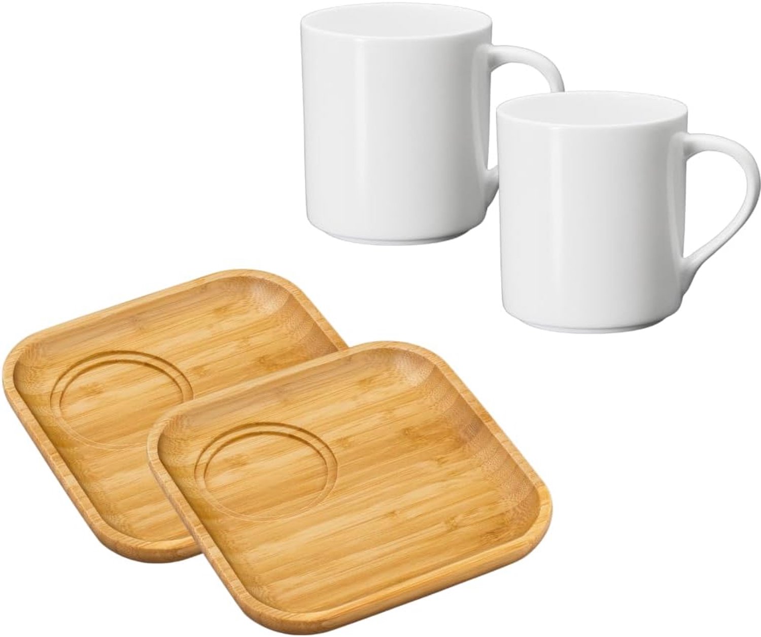 Wilmax England Serveerset: Bamboe bord 17.5, Theeglazen 400