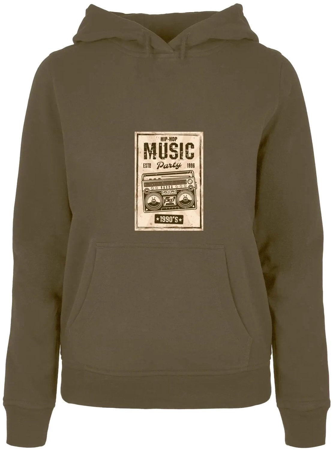 Dames Hoodie Mister Tee Ladies Retro Boom Basic Groen