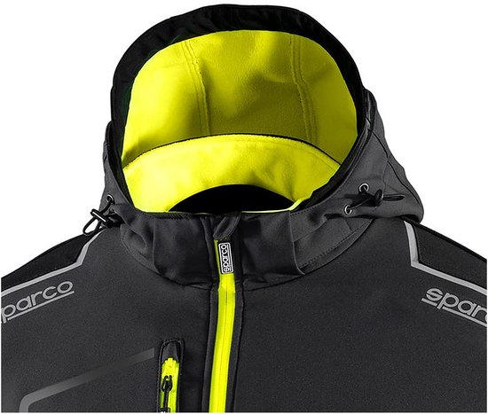 Sparco Tech Softshell - Waterdichte, reflecterende en versterkte jas met polar fleece voering - Maat L - Grijs/Geel van Sparco — afbeelding 4