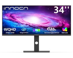 INNOCN 34 inch Ultrawide IPS Gaming Monitor 180Hz & 1ms FreeSync - WQHD 3440x1440 - HDR400 - 99% sRGB - In Hoogte Verstelbaar - Blauwlichtfilter