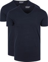 Garage 0222- Bio-Cotton Bodyfit 2-pack T-shirt V-hals korte mouw navy L 95% organisch katoen 5% elastan