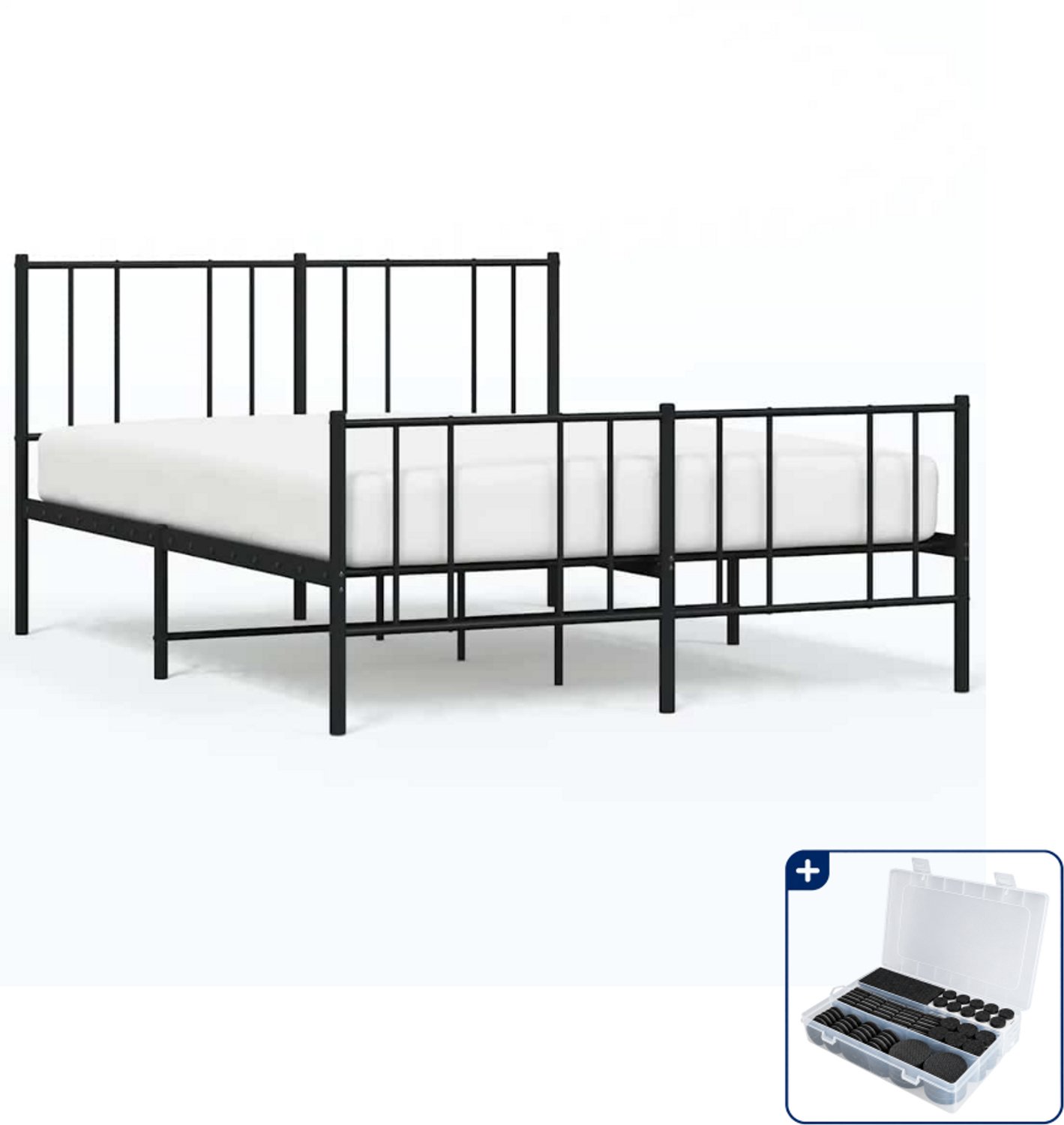 vidaXL bedframe 140 x 190 cm - staal - zwart - Inclusief antikrasvilt 177-delig