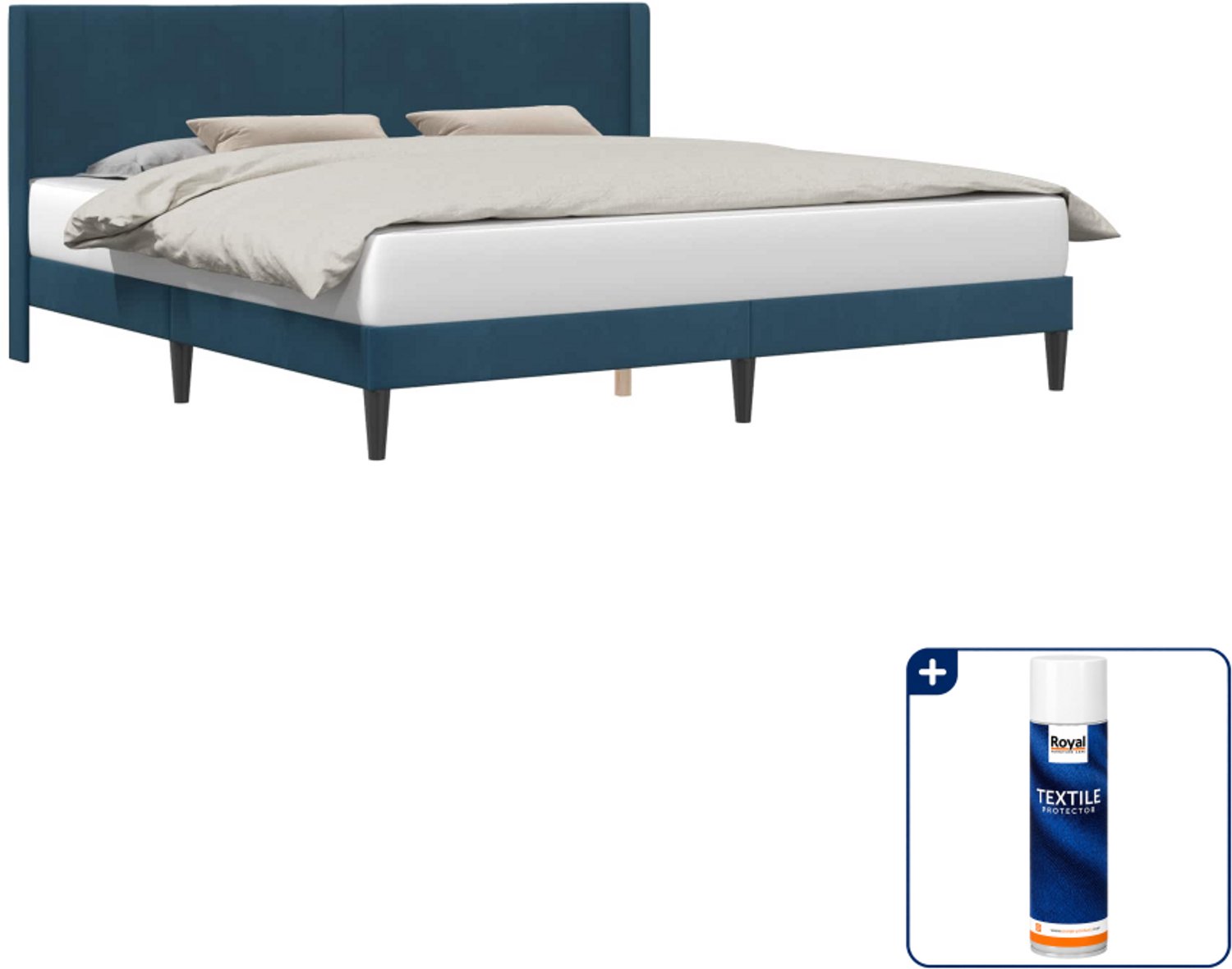vidaXL Bedframe - Kingsize - 180 x 200 cm - Fluweel - Blauw - Inclusief textielbeschermer 500 ml