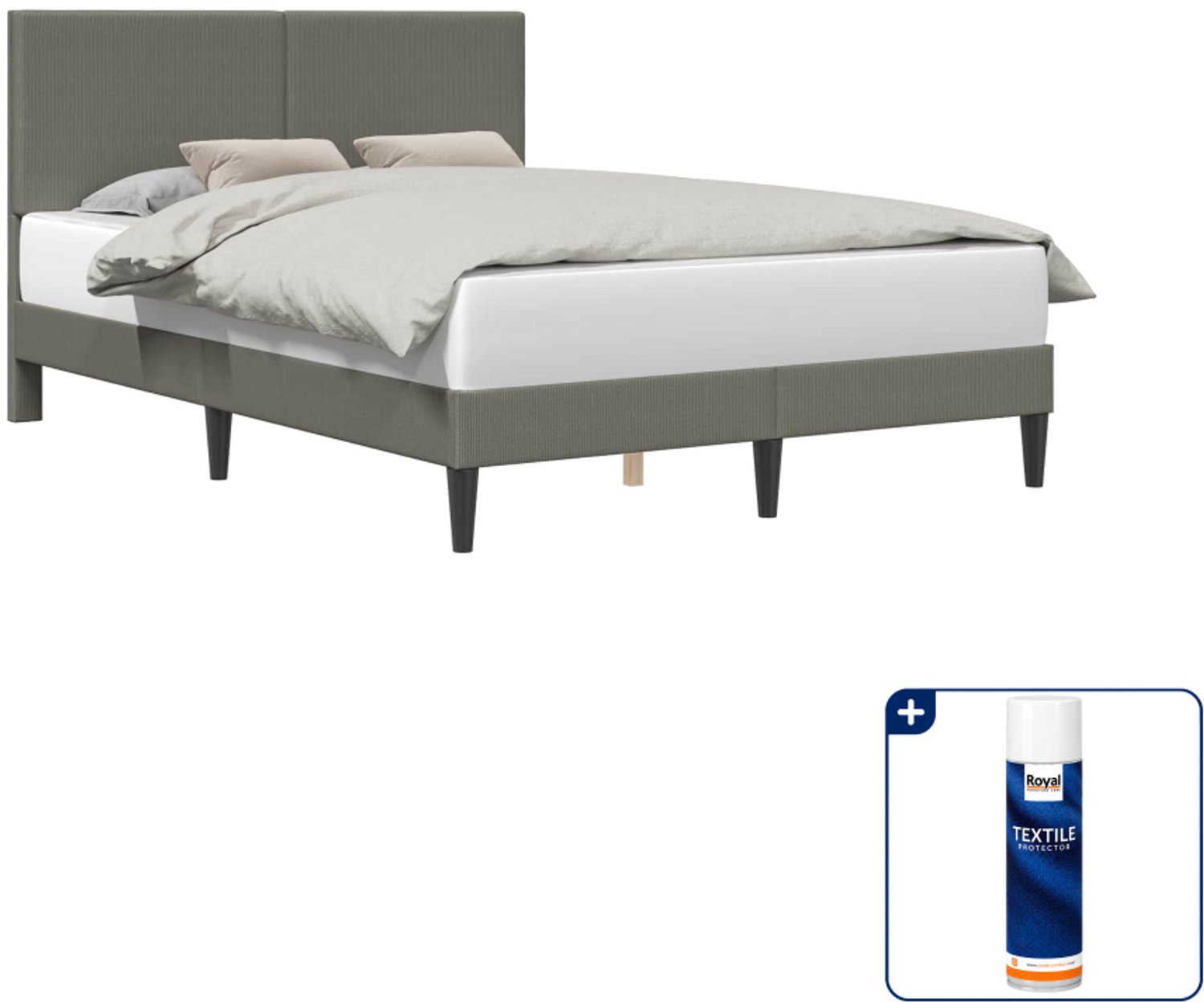 vidaXL bedframe Queensize - 160 x 200 cm - lichtgrijs - Inclusief textielbeschermer 500 ml