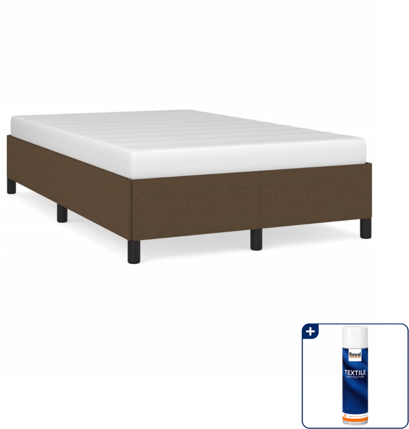 vidaXL bedframe - 120 x 190 cm - stof - donkerbruin - Inclusief textielbeschermer 500 ml