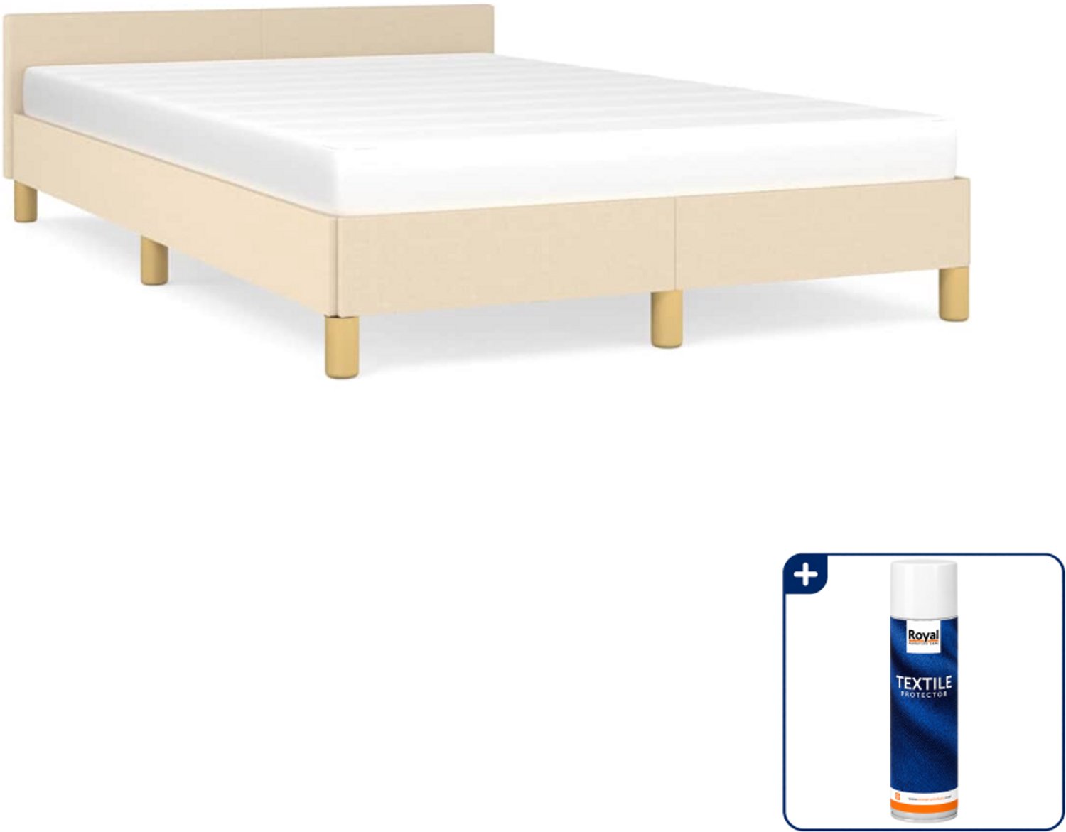 vidaXL Bedframe - 120 x 200 cm - stof - crèmekleurig - Inclusief textielbeschermer 500 ml