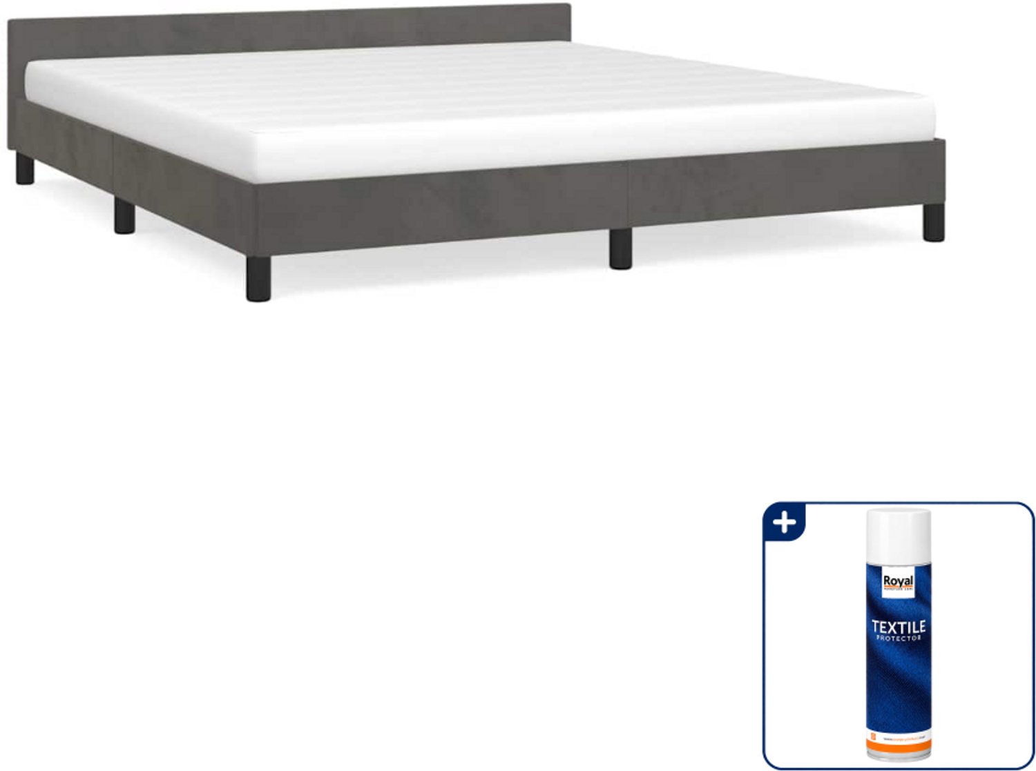 vidaXL bedframe - Queensize - 160 x 200 cm - fluweel - donkergrijs - Inclusief textielbeschermer 500 ml