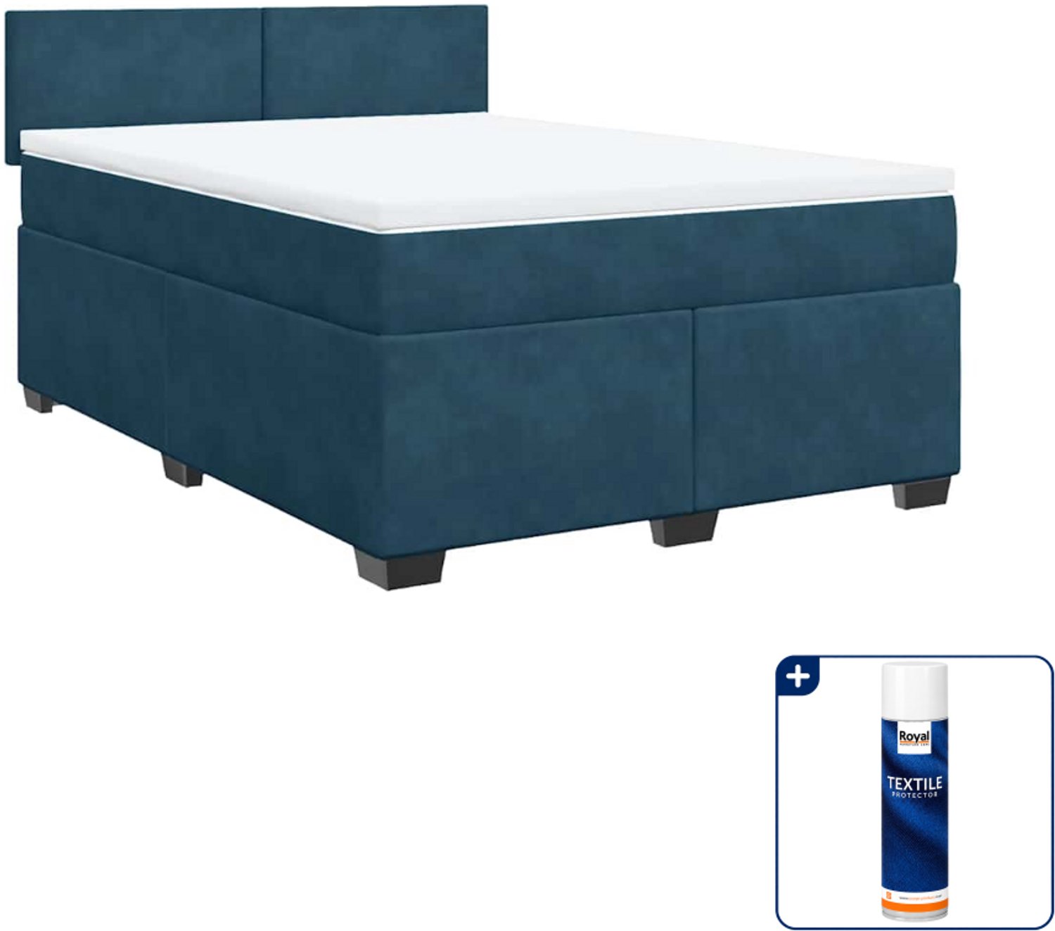 vidaXL Boxspring Queensize - 160 x 200 cm - blauw - Inclusief textielbeschermer 500 ml