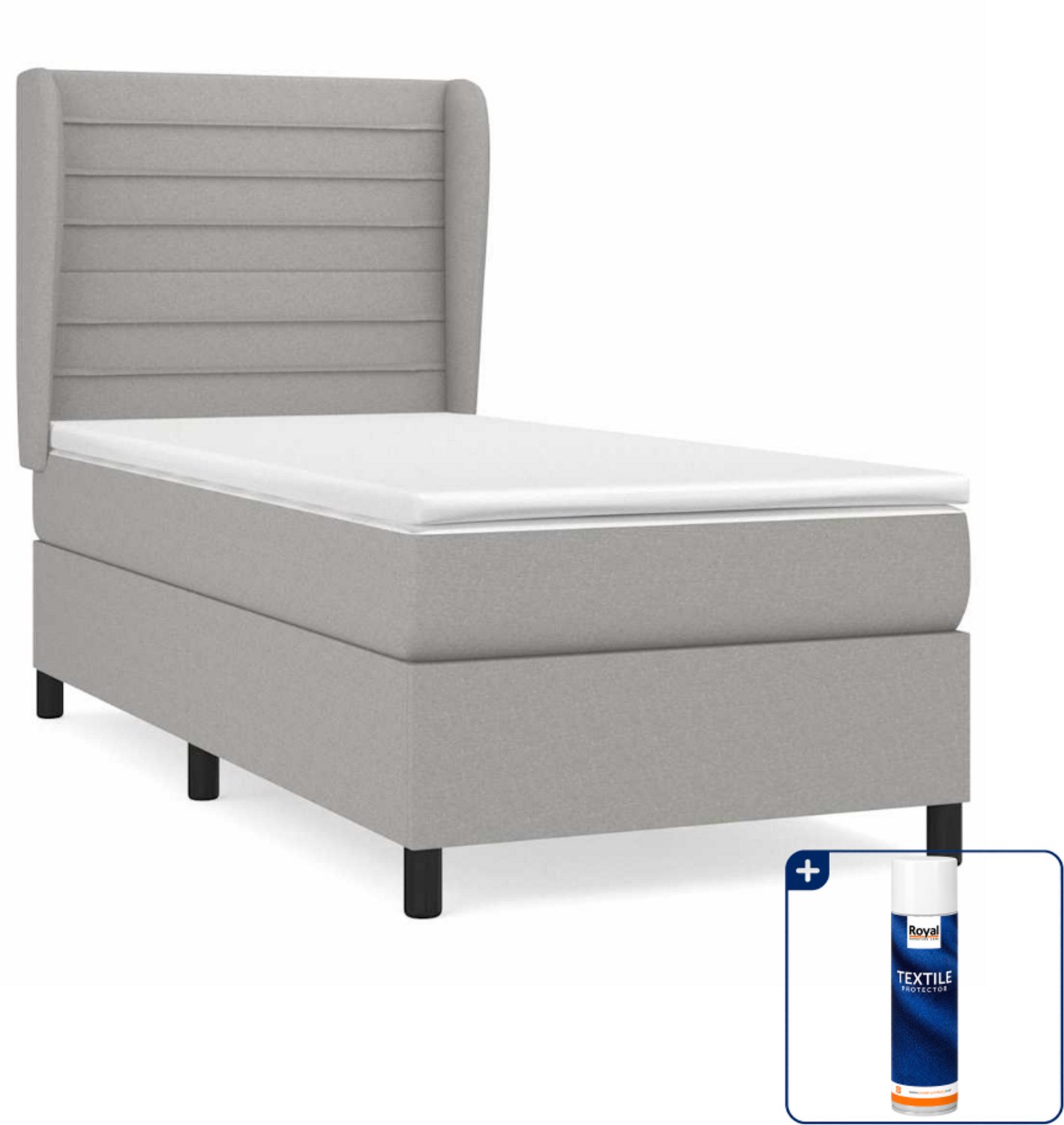 vidaXL boxspring met matras 100 x 200 cm - lichtgrijs - Inclusief textielbeschermer 500 ml