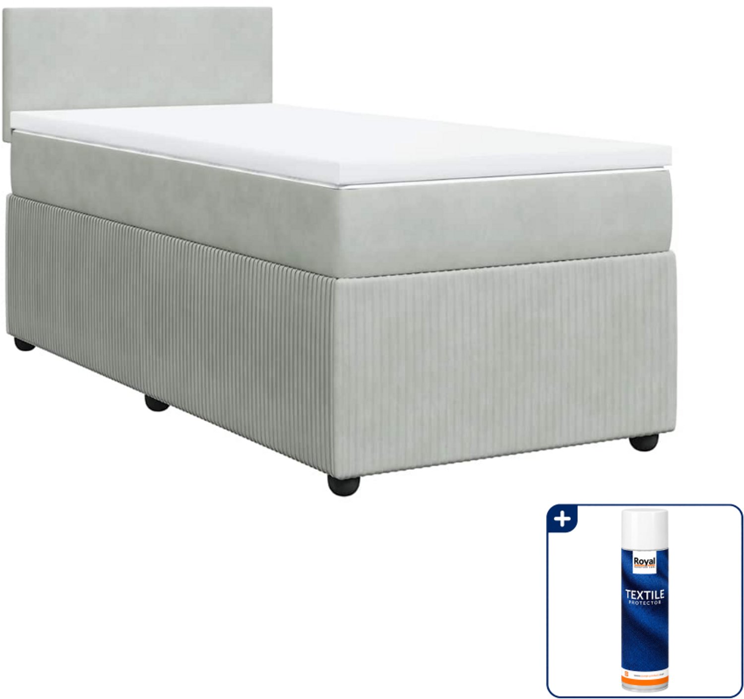 vidaXL boxspring met matras 80 x 200 cm - fluweel - lichtgrijs - Inclusief textielbeschermer 500 ml