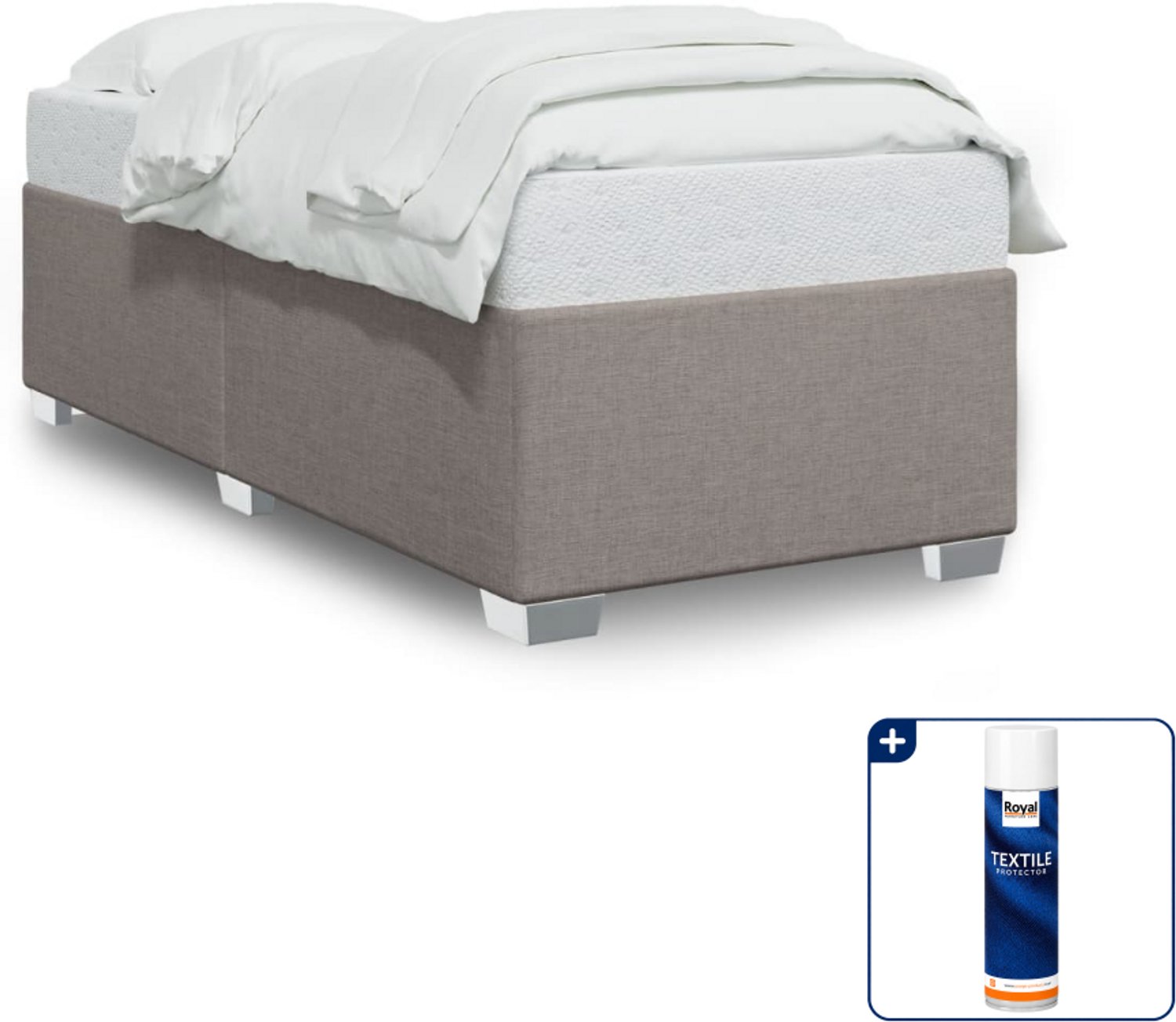 vidaXL bedframe - 100 x 200 cm - stof - taupe - Inclusief textielbeschermer 500 ml Zwart