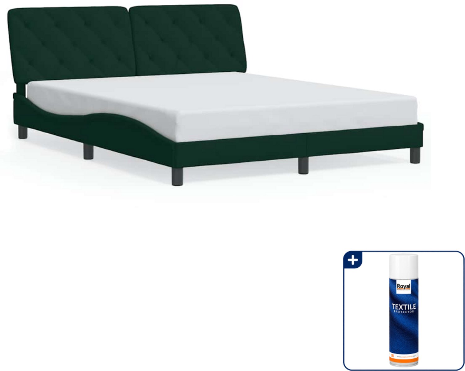 vidaXL bedframe - Queensize 160 x 200 cm - fluweel - donkergroen - Inclusief textielbeschermer 500 ml Bruin