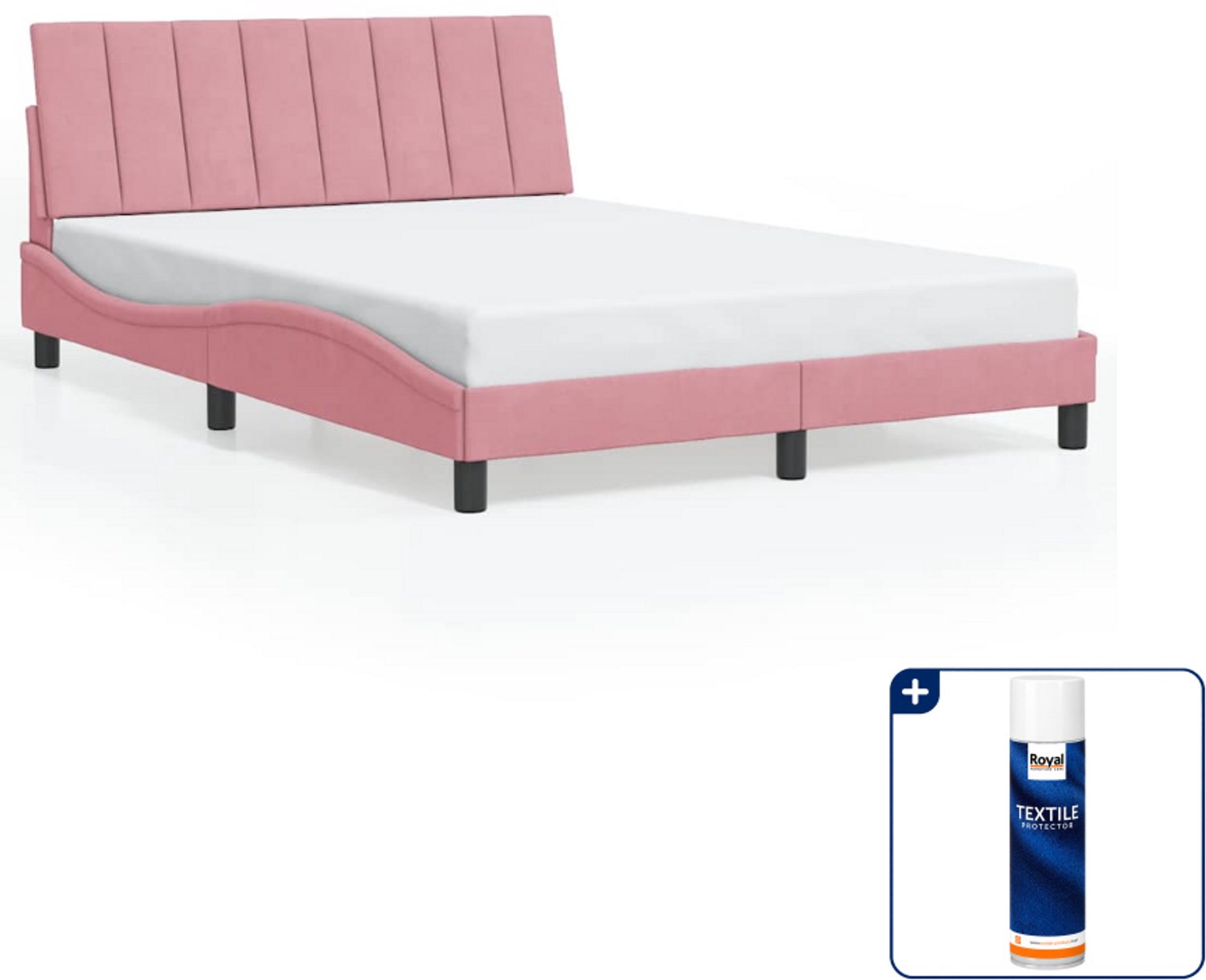 vidaXL bedframe Hanko - 120 x 200 cm - roze - Inclusief textielbeschermer 500 ml Zwart