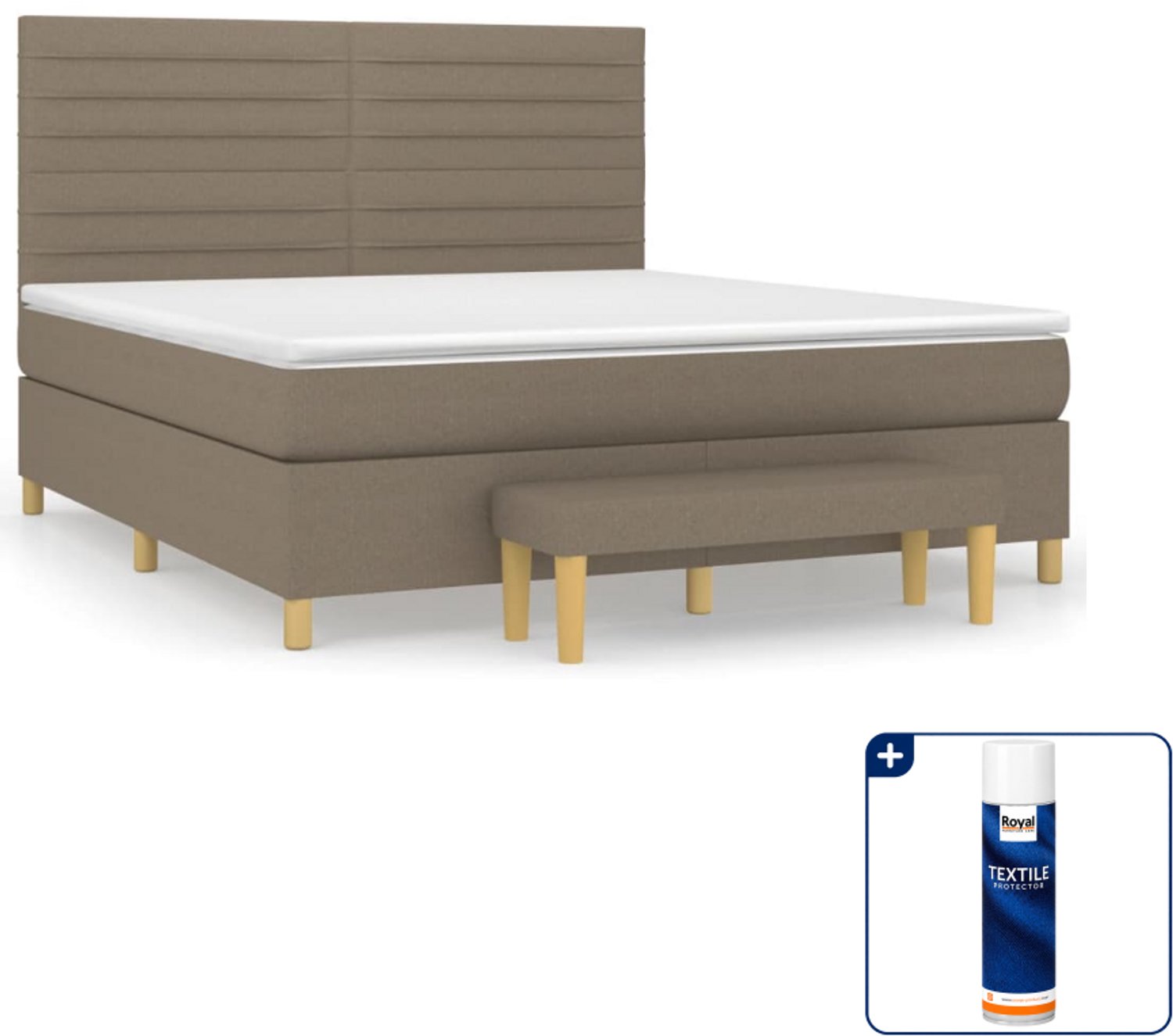 vidaXL boxspring met matras - Queensize - taupe - Inclusief textielbeschermer 500 ml