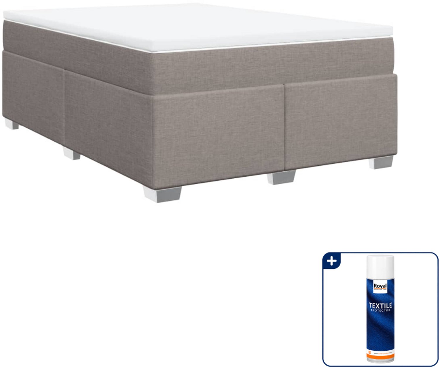 vidaXL Queensize boxspring - 160 x 200 cm - taupe - Inclusief textielbeschermer 500 ml