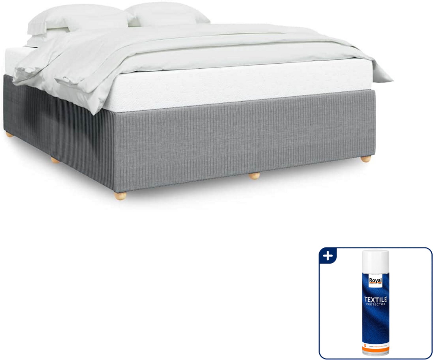 vidaXL bedframe - 200 x 200 cm - stof - lichtgrijs - Inclusief textielbeschermer 500 ml