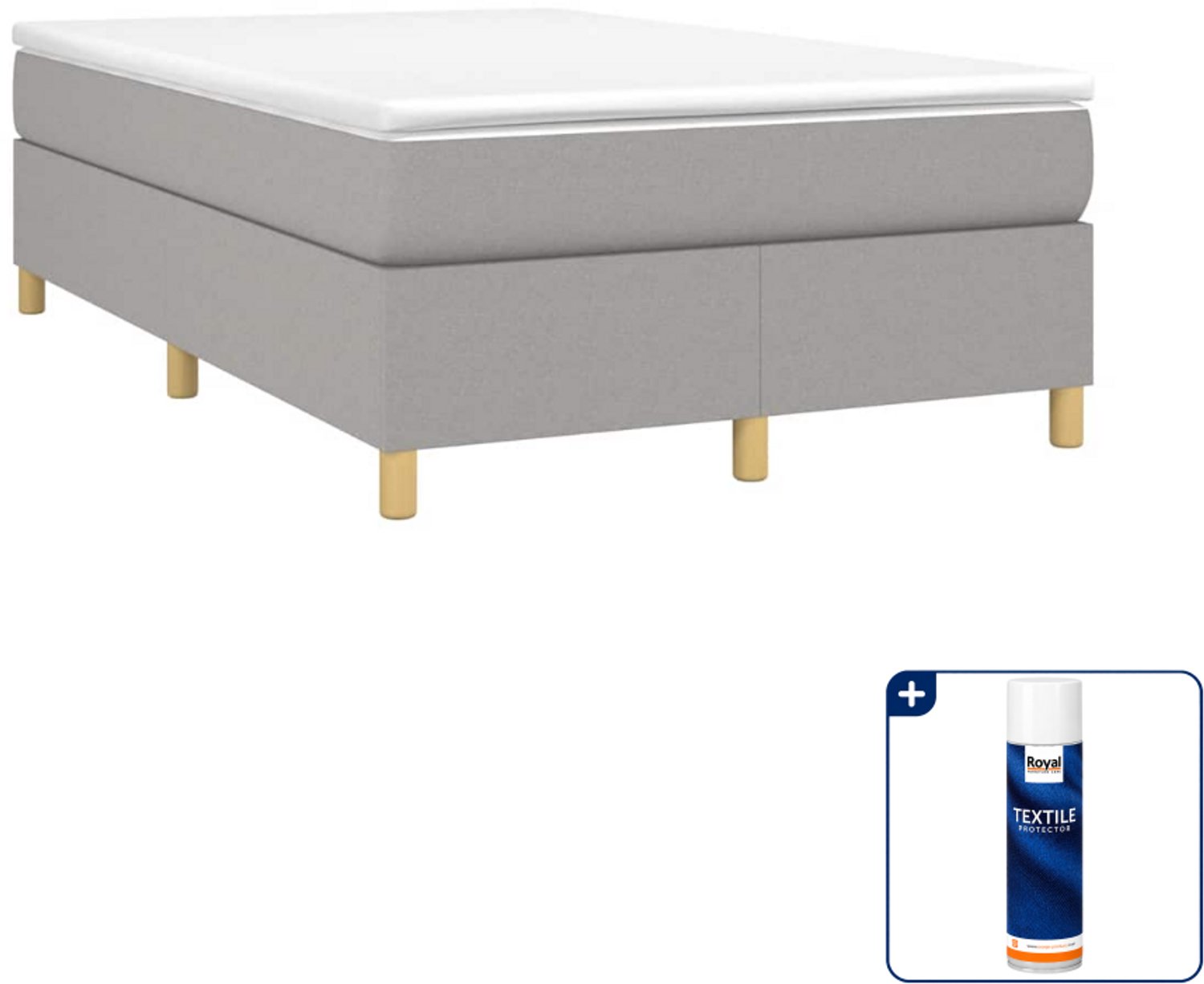 vidaXL boxspring met matras - 120 x 190 cm - lichtgrijs - Inclusief textielbeschermer 500 ml