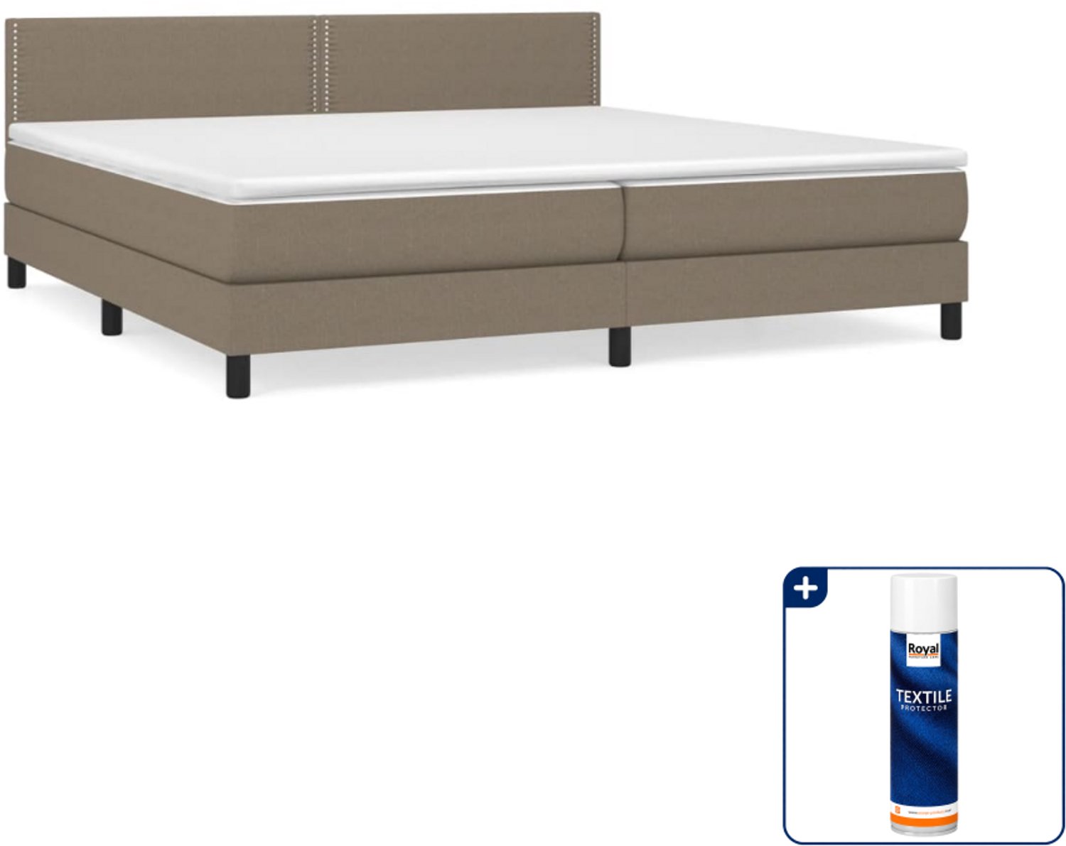 vidaXL boxspring met matras - super kingsize - 200 x 200 cm - taupe - Inclusief textielbeschermer 500 ml
