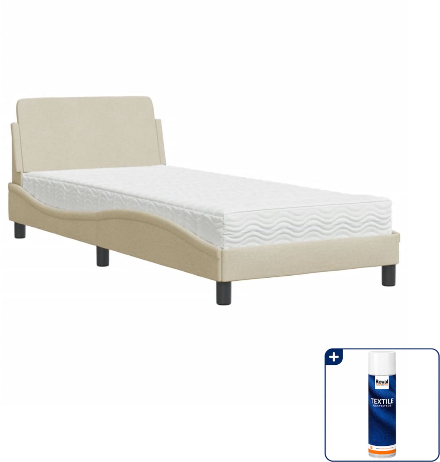 vidaXL bed met matras Dover 90 x 190 cm - crème - Inclusief textielbeschermer 500 ml Roze