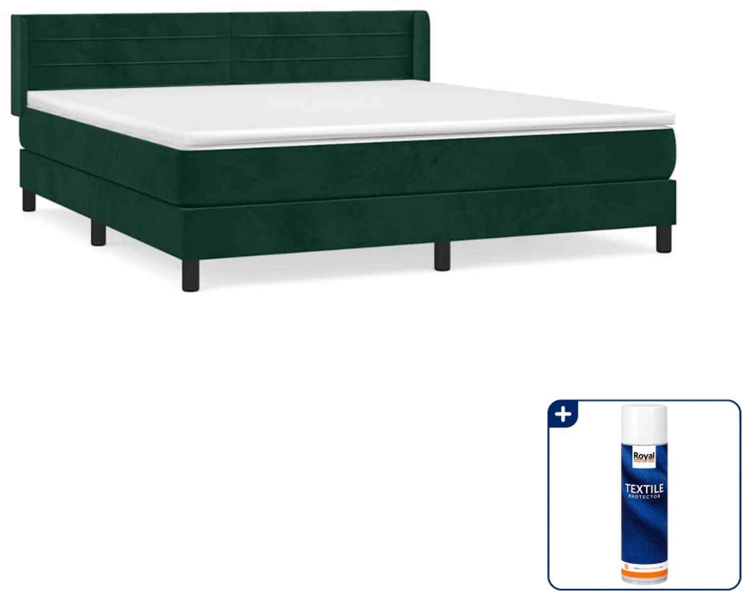 vidaXL boxspring Queensize - 160 x 200 cm - fluweel - donkergroen - Inclusief textielbeschermer 500 ml