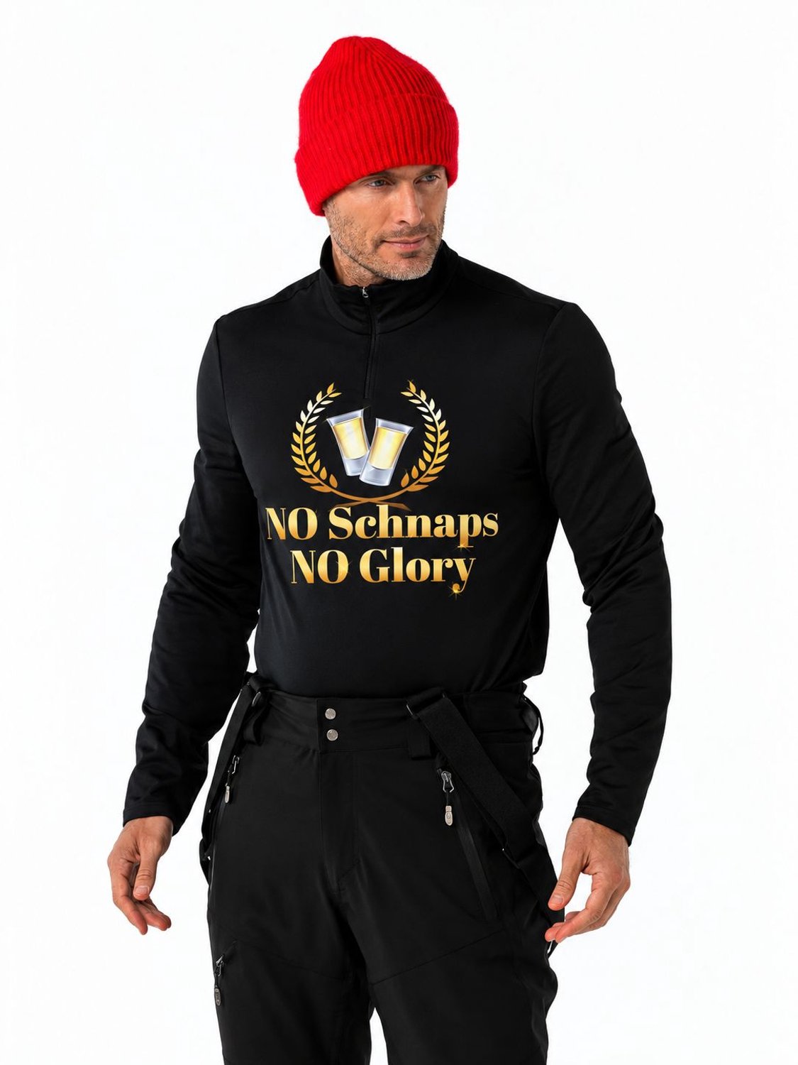 FALCON Partypully- No Schnaps No Glory Skipully met rits heren Zwart