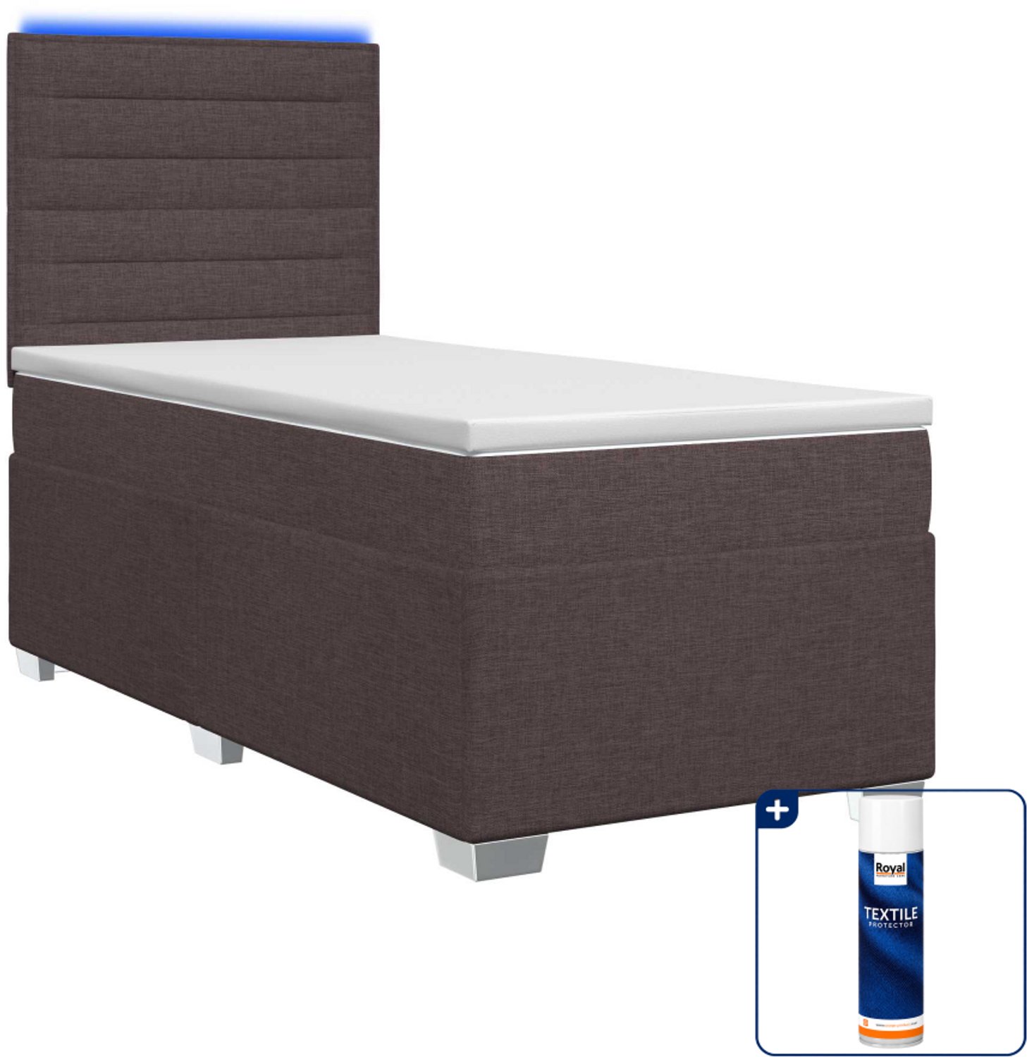 vidaXL boxspringbed met matras - 100 x 200 cm - donkerbruin - Inclusief textielbeschermer 500 ml