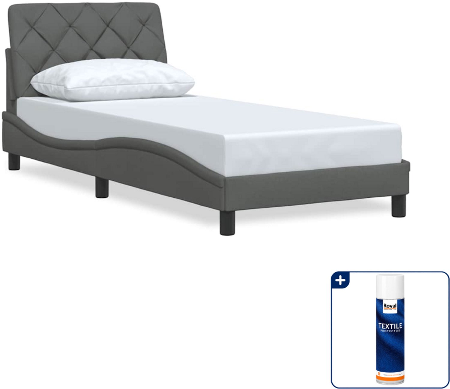 vidaXL bedframe - 90 x 200 cm - stof - donkergrijs - Inclusief textielbeschermer 500 ml Groen