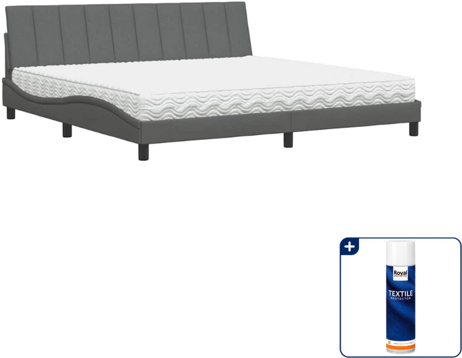 vidaXL Bed Hanko met matras - 200 x 200 cm - donkergrijs - Inclusief textielbeschermer 500 ml