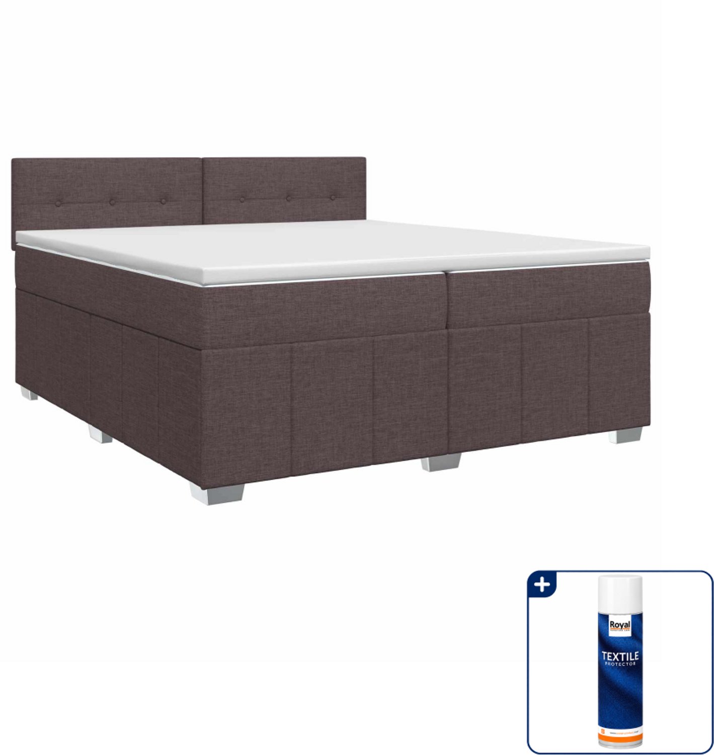 vidaXL boxspringbed met matras - 200 x 200 cm - donkerbruin - Inclusief textielbeschermer 500 ml