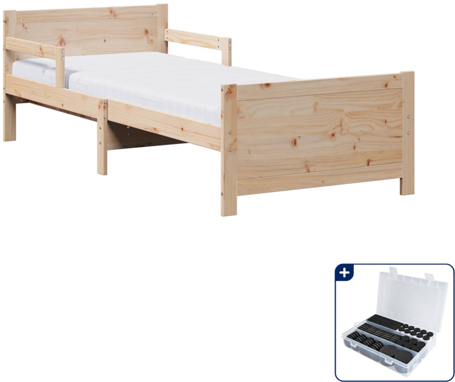 vidaXL bedframe met uitschuifbaar matras - 80 x 200 cm - bruin - Inclusief antikrasvilt 177-delig