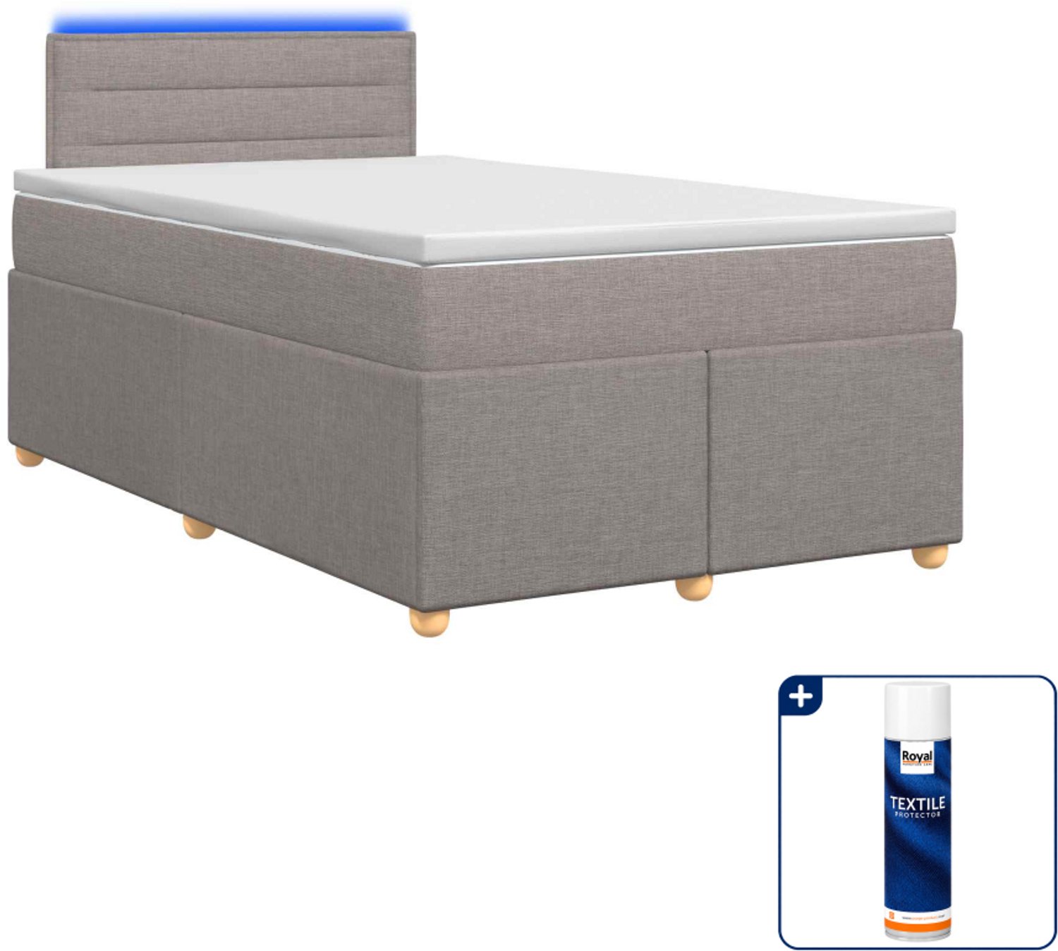 vidaXL boxspringbed - 120 x 200 cm - taupe - Inclusief textielbeschermer 500 ml
