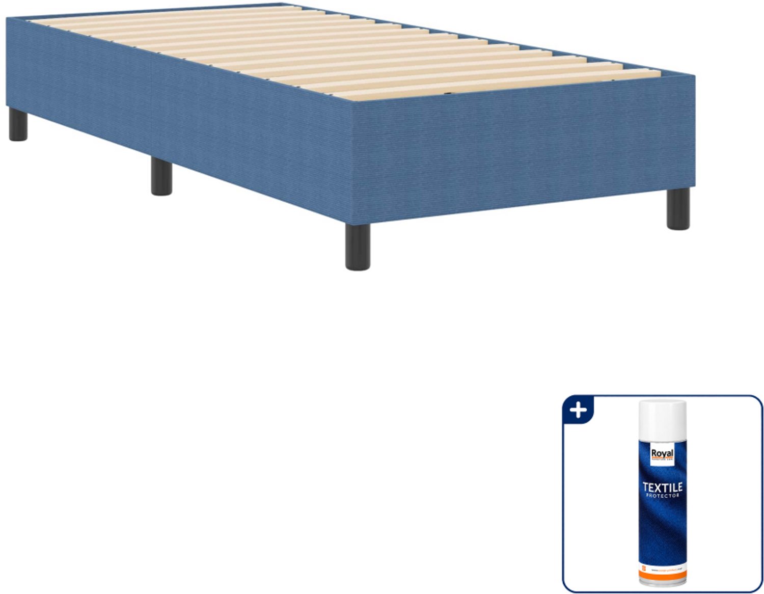 vidaXL platform bedframe - 80 x 200 cm - katoen - blauw - Inclusief textielbeschermer 500 ml