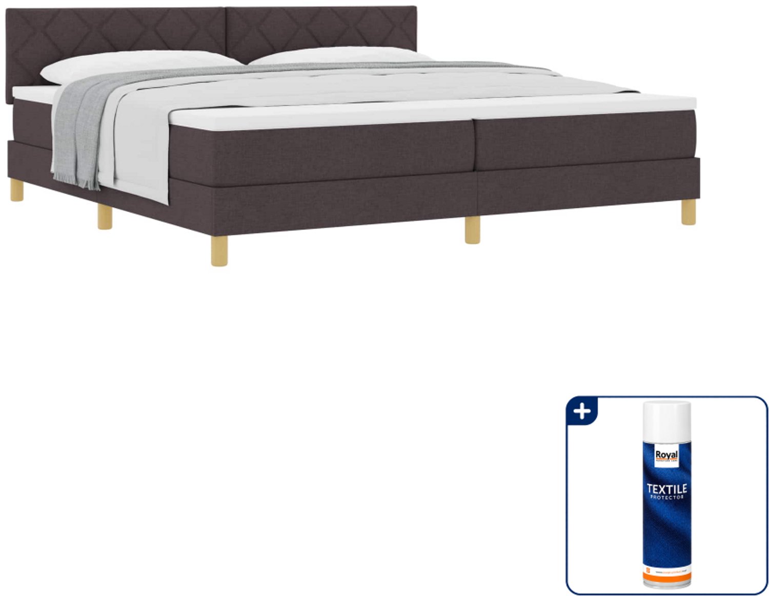 vidaXL boxspringbed - 200 x 200 cm - stof - donkerbruin - Inclusief textielbeschermer 500 ml