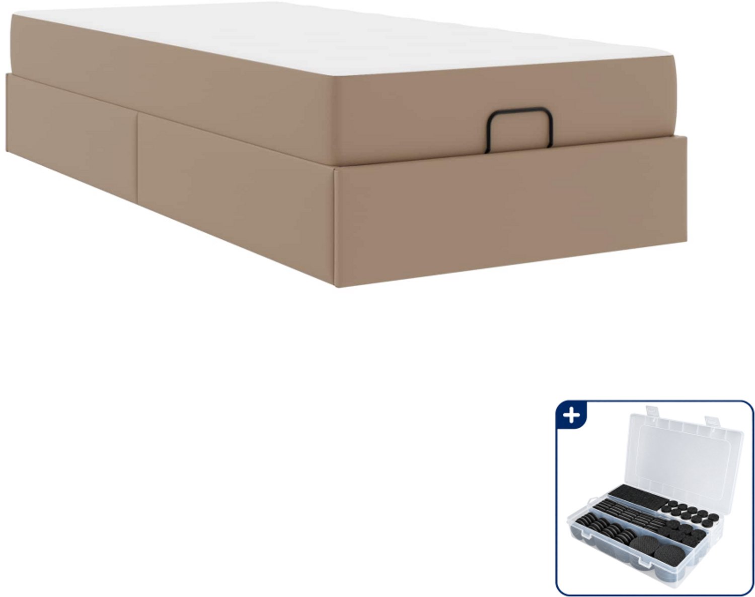 vidaXL bedframe met matras - 90 x 190 cm - multiplex - tan - Inclusief antikrasvilt 177-delig Bruin
