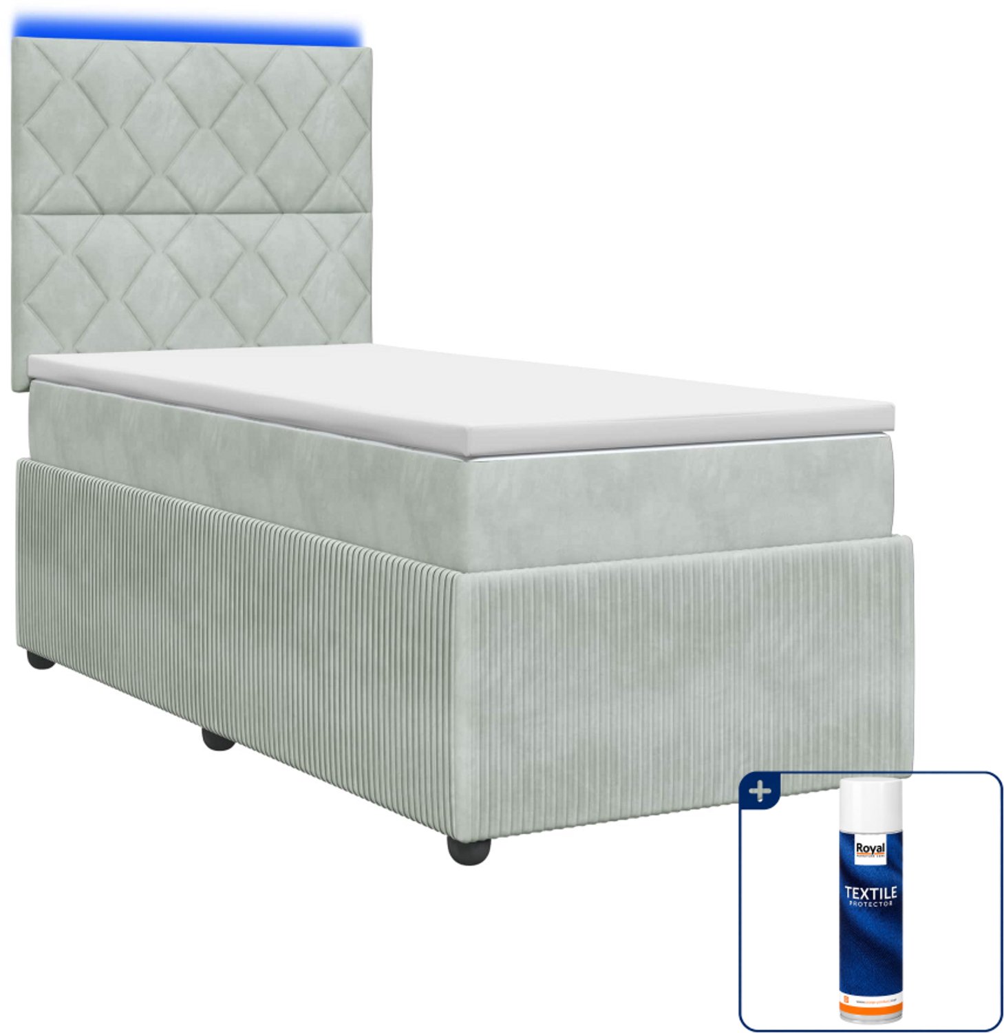 vidaXL led boxspring met matras - 90 x 190 cm - lichtgrijs - Inclusief textielbeschermer 500 ml