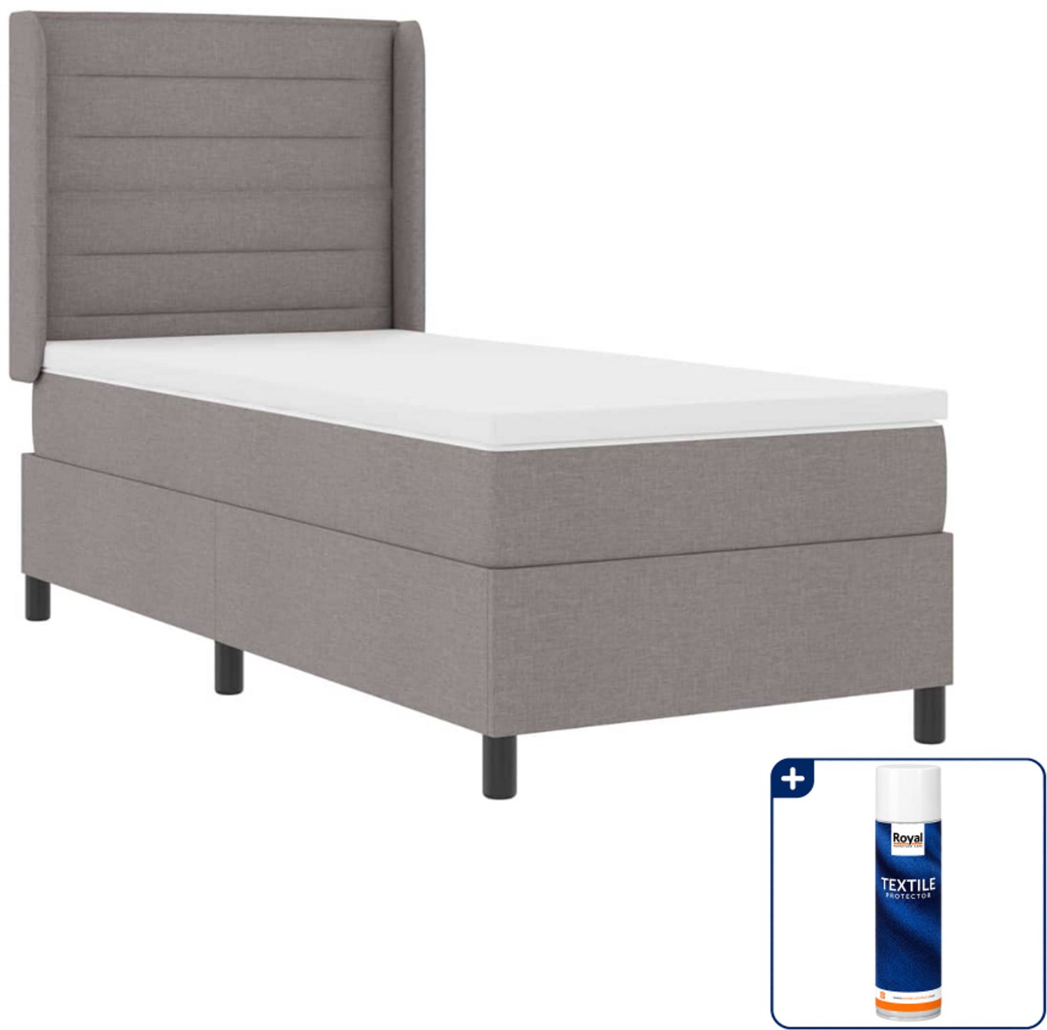 vidaXL boxspring - 90 x 200 cm - taupe - Inclusief textielbeschermer 500 ml